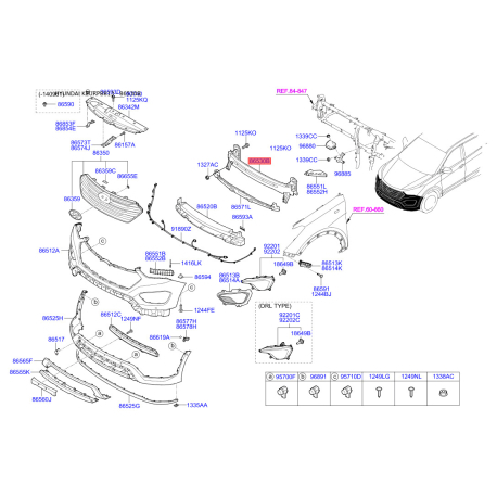 Кронштейн, буфер 86530-B8000 Mobis - 86530B8000 - схема з каталогу 86530B, KEURPB813 86530B8000