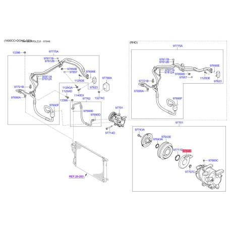 Катушка, электромагнитное сцепление - копрессор 97641-2Y500 Mobis - 976412Y500 - схема с каталога 97646, SEURPSLZ10 976412Y500