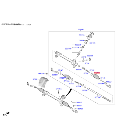 Пильовик кермового механізму 56528-C1000 Mobis - 56528C1000 - схема з каталогу 57740A, KKMAPF619 56528C1000