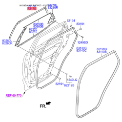 Ущільнення дверей ліве верхнє 83150-2W000 Mobis