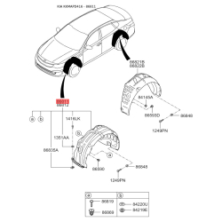 Обшивка (підкрилок), колісна ніша ліва 86811-D4000 Mobis