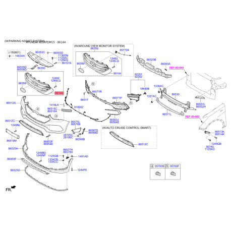 Шумоізоляція (теплоізоляція) капота 86352-2W000 Mobis - 863522W000 - схема з каталогу 86144, KEURPDM15 863522W000