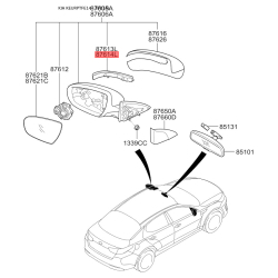 Повторитель поворотов на зеркале правый 87624-2T000 Mobis