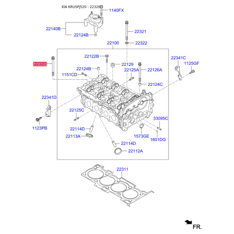 Болт кронштейна мотора 22320-2C400 Mobis - 223202C400 - схема з каталогу 22320, KRUSPJ520 223202C400