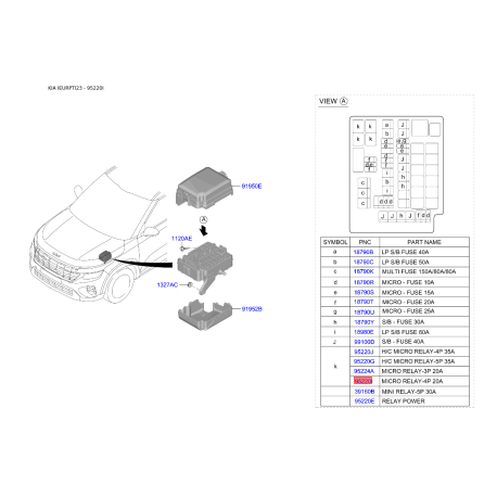 Реле, противоблокировочное устройство 95230-2P020 Mobis - 952302P020 - схема с каталога 95220I, IEURPTI23 952302P020