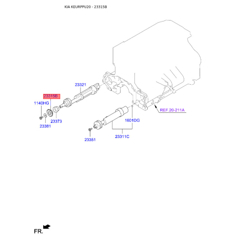 Шестерня, балансирний вал правий 23315-4A400 Mobis - 233154A400 - схема з каталогу 23315B, KEURPPU20 233154A400