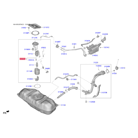 Прокладка, датчик уровня топлива 31380-3L100 Mobis - 313803L100 - схема с каталога 31933P, KRUSPSK22 313803L100