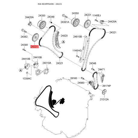 Шестерня, вал распределителя 24221-3C110 Mobis - 242213C110 - схема с каталога 24221, KEURPGH06 242213C110