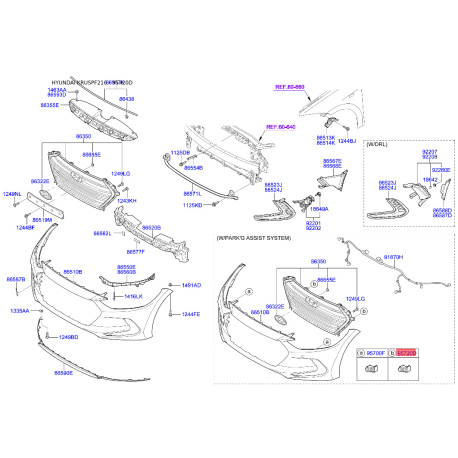 Датчик, система допомоги при паркуванні 95720-F2100YMG Mobis - 95720F2100YMG - схема з каталогу 95720D, KRUSPF216 95720F2100YMG