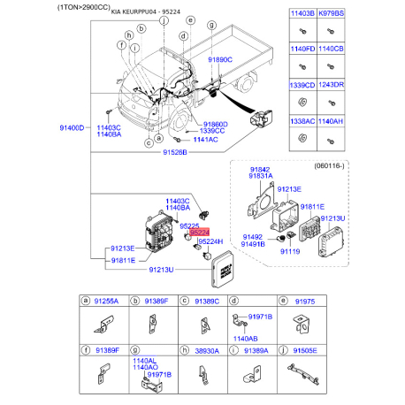 Багатофункціональне реле 95224-29850 Mobis - 9522429850 - схема з каталогу 95224, KEURPPU04 9522429850