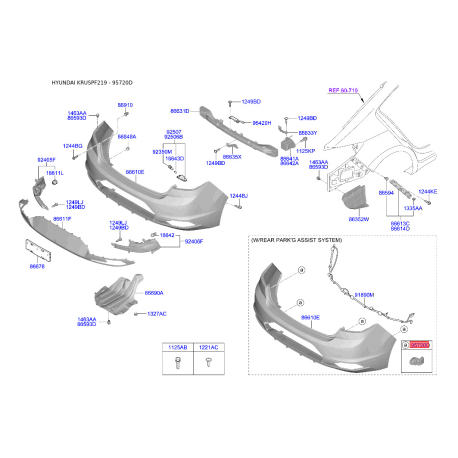 Датчик, система допомоги при паркуванні 99310-D4000YP5 Mobis - 99310D4000YP5 - схема з каталогу 95720D, KRUSPF219 99310D4000YP5