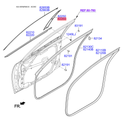 Облицювання / захисна накладка, скло дверей праве 82260-D4010 Mobis