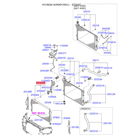 Трубопровід високого/низкого тиску, кондиціонер 97761-2B800 Mobis - 977612B800 - схема з каталогу 97761P, AHMAPCMA11 977612B800
