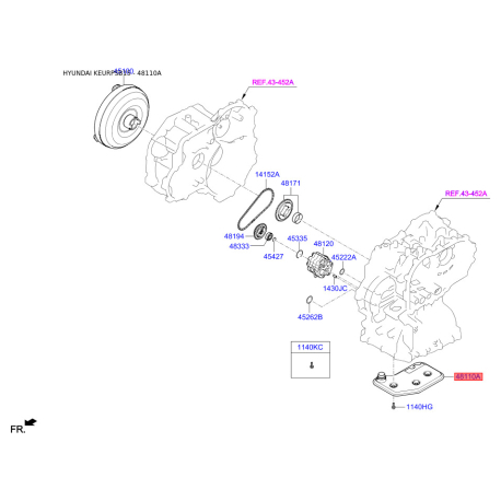 Фильтр масляный АКПП 48148-02230 Mobis - 4814802230 - схема с каталога 48110A, KEURPSB15 4814802230