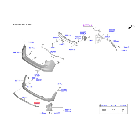 Заглушка бампера 86667-D7500 Mobis - 86667D7500 - схема з каталогу 86667, HEURPD718 86667D7500