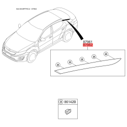 Молдинг даху правий 87860-2T000 Mobis