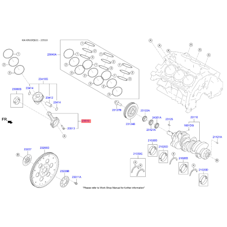 Шатун 23510-3L100 Mobis - 235103L100 - схема з каталогу 23510, KRUSPJ621 235103L100
