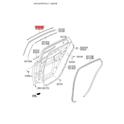Уплотнитель (прокладка), боковое стекло левый 83850-2T000 Mobis