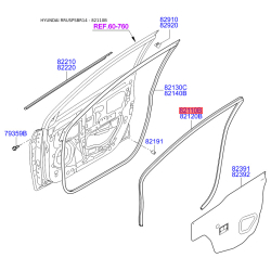 Уплотнитель (уплотнение) двери левый 82110-4L000 Mobis