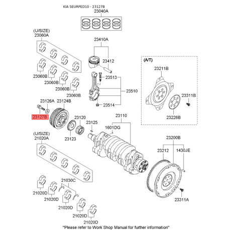 Болт шківа 23127-27400 Mobis - 2312727400 - схема з каталогу 23127B, SEURPED10 2312727400