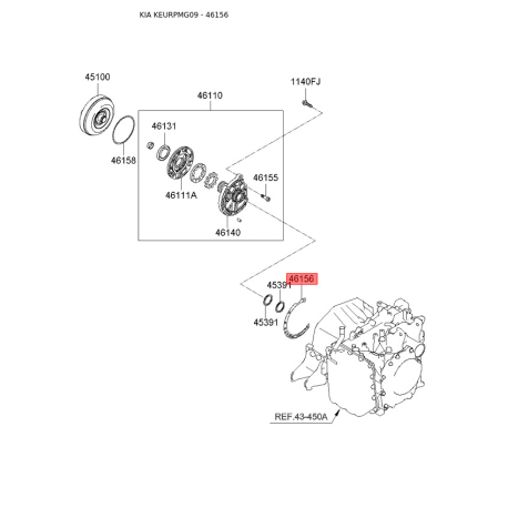 Прокладка, масляный насос 46156-39000 Mobis - 4615639000 - схема с каталога 46156, KEURPMG09 4615639000