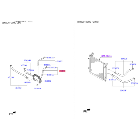 Масляний шланг 25422-1U500 Mobis - 254221U500 - схема з каталогу 25422, AKMAPD518 254221U500