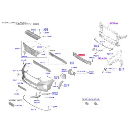 Абсорбер (піна, амортизатор) бампера 86520-D7500 Mobis - 86520D7500 - схема з каталогу 86520B, HEURPD718 86520D7500