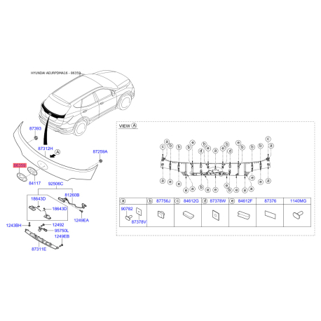 Емблема радіатора 86300-2W010 Mobis - 863002W010 - схема з каталогу 86359, AEURPDMA16 863002W010