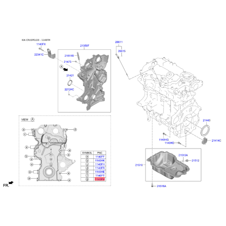 Болт кронштейна мотора 11403-08407B Mobis - 1140308407B - схема с каталога 1140FM, CRUSPEU20 1140308407B