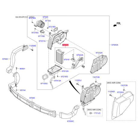Випарник, кондиціонер 97927-C5000 Mobis - 97927C5000 - схема з каталогу 97927, KRUSPC515 97927C5000