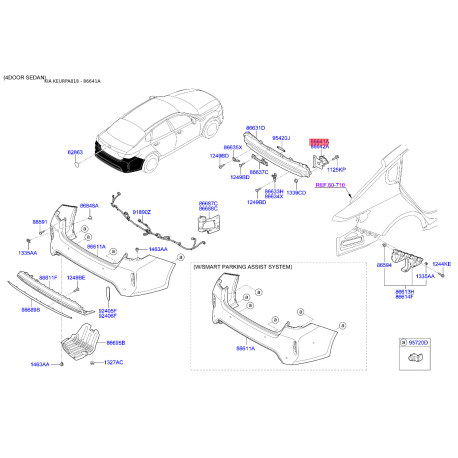 Кронштейн, буфер лівий 86641-D4000 Mobis - 86641D4000 - схема з каталогу 86641A, KEURPA818 86641D4000