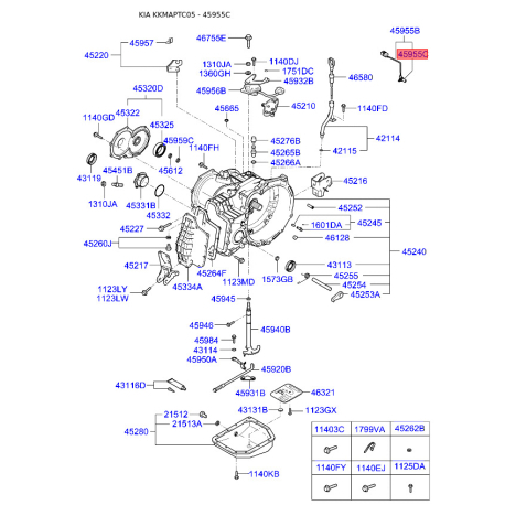 Датчик скорости (частота вращение) 45955-22750 Mobis - 4595522750 - схема с каталога 45955C, KKMAPTC05 4595522750