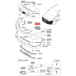 Облицювання, протитуманна фара переднє праве 86524-2P010 Mobis