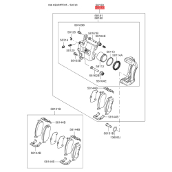 Суппорт тормозной в сборе левый 58110-1G100 Mobis