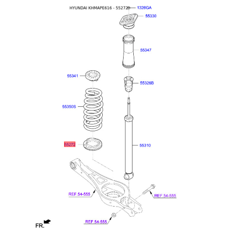 Прокладка задньої пружини нижня (на важіль) 55360-E6100 Mobis - 55360E6100 - схема з каталогу 55272, KHMAPE616 55360E6100