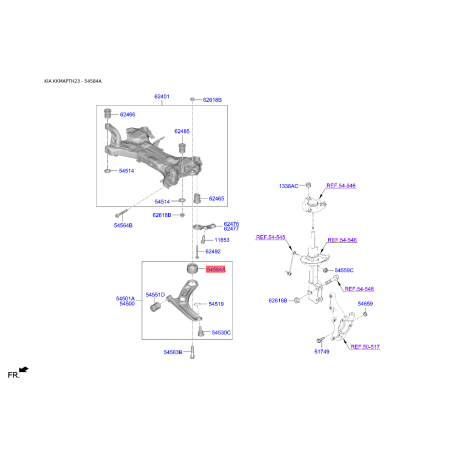 Сайлентблок важеля підвіски нижній 54584-F2000 Mobis - 54584F2000 - схема з каталогу 54584A, KKMAPTH23 54584F2000