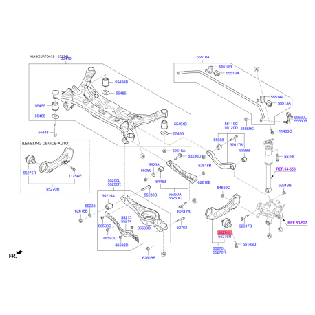 Сайлентблок заднього поздовжнього важеля лівий 55274-F6000 Mobis - 55274F6000 - схема з каталогу 55274L, KEURPD418 55274F6000