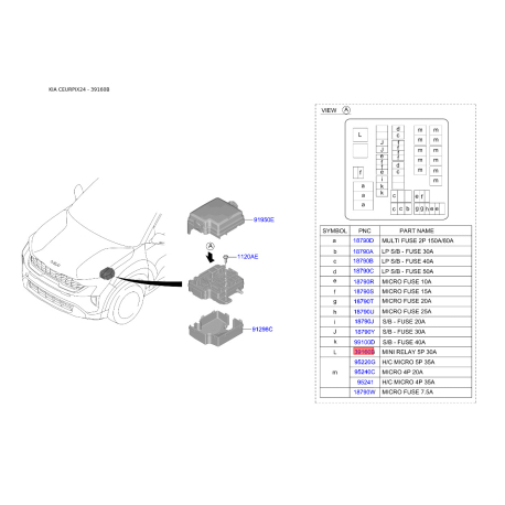 Реле, противоблокировочное устройство 39160-2G000 Mobis - 391602G000 - схема с каталога 39160B, CEURPIX24 391602G000