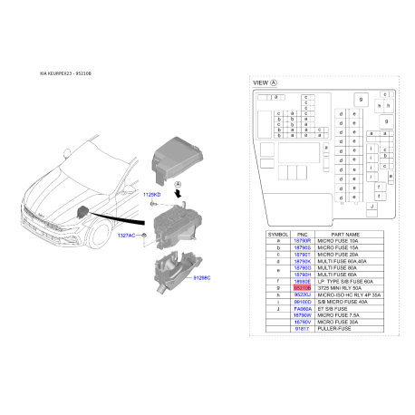 Реле, протиблокувальний пристрій 95230-2P010 Mobis - 952302P010 - схема з каталогу 95210B, KEURPEX23 952302P010