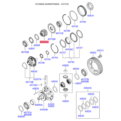 Передача планетарна АКПП 45723-3A511 Mobis - 457233A511 - схема з каталогу 45723C, AHMAPCMA06 457233A511