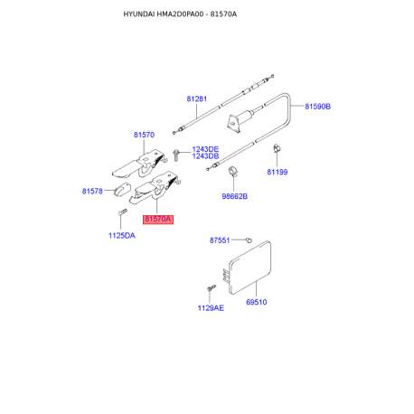 Ручка управления, топливный кран 81570-2D000 Mobis - 815702D000 - схема с каталога 81570A, HMA2D0PA00 815702D000