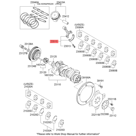 Шатун 23510-3E103 Mobis - 235103E103 - схема с каталога 23510, KKMAPMG09 235103E103
