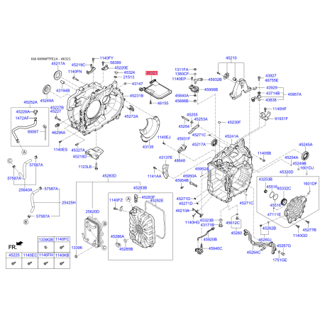 Фильтр масляный АКПП 46321-3D100 Mobis - 463213D100 - схема с каталога 46321, KKMAPTFE14 463213D100