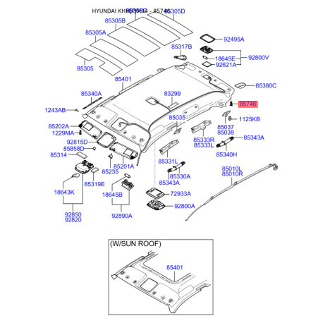 Заглушка кузова 85746-06000QS Mobis - 8574606000QS - схема з каталогу 85746, KHMJPJM04 8574606000QS