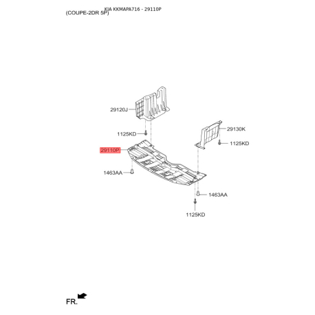 Захист двигуна / піддон двигуна передній 29110-A7200 Mobis - 29110A7200 - схема з каталогу 29110P, KKMAPA716 29110A7200