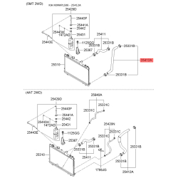 Шланг радіатора нижній 25412-2F110 Mobis