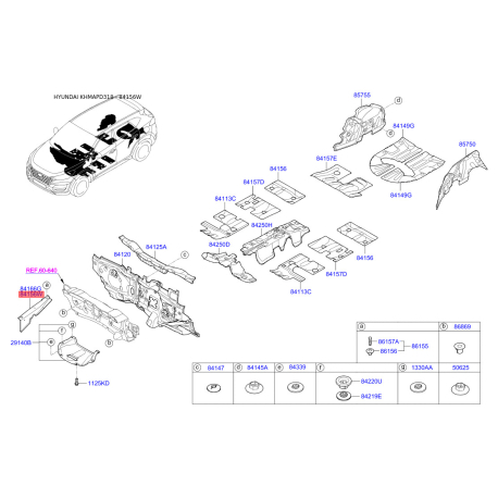 Кришка переднього крила ліва верхня 84159-D3000 Mobis - 84159D3000 - схема з каталогу 84156W, KHMAPD318 84159D3000