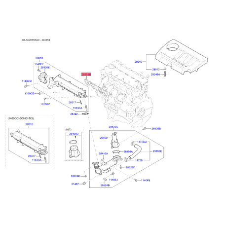 Прокладка впускного колектора 28355-2A101 Mobis - 283552A101 - схема з каталогу 28355B, SEURPDN10 283552A101