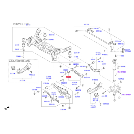 Сайлентблок рычага 52740-C1100 Mobis - 52740C1100 - схема с каталога 54453, KEURPD418 52740C1100
