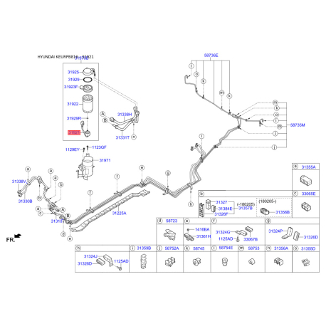 Датчик тиску, паливний бак 31921-2W950 Mobis - 319212W950 - схема з каталогу 31921, KEURPB816 319212W950
